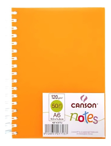 Croquera Canson Notes Espiral 50 Hojas 120g/m² 10,5x14,8cm Color Naranja