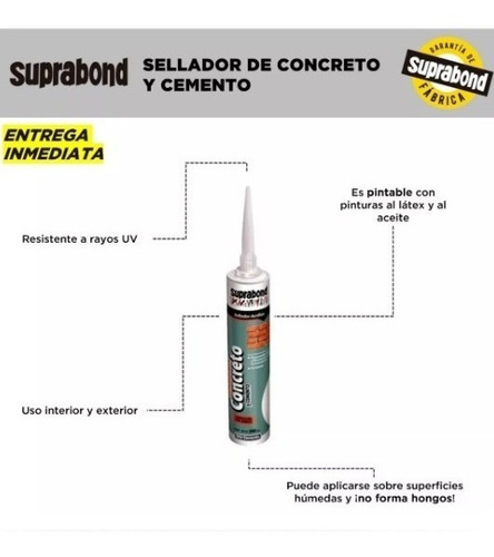Imagen 3 de 9 de Sellador Reparador De Concreto Y Cemento Suprabond Grietas