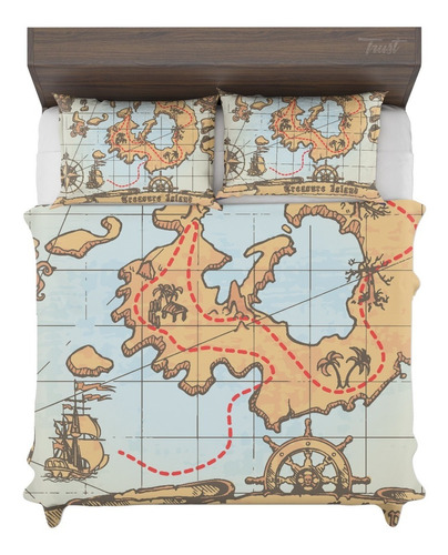 Jogo De Cama Casal Mapa Mundi Retro Vintage Tumblr Viagem