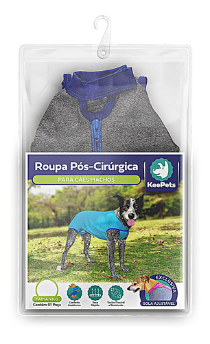 Imagem 10 de 10 de Roupa Pós Cirúrgica P/ Cães Machos Keepets De 17 Até 23 Kg