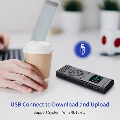 Gravador Ativado Por Voz De 8 Gb E Reprodutor De Mp3 Com Ent