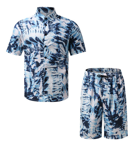 Traje Hawaiano Para Hombre Informal Boton Flor Tropical 2