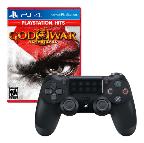 Sony - Mando Dualshock 4 - Color Negro Y God Of War 3 Ps4