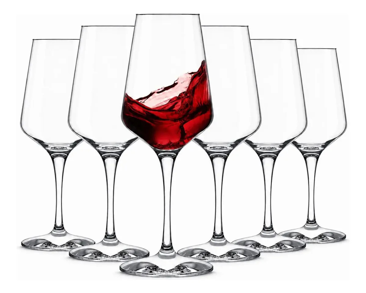 Set De 6 Copas Vino Agua Moderna Brunello Vidrio 390ml 13oz