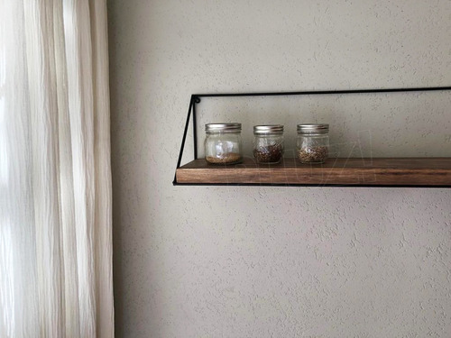 Estante Industrial Vintage 80cm Madera Y Hierro Negro