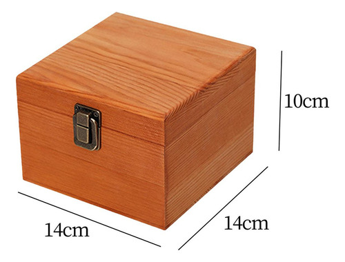 Nuevo Caja De Almacenamiento De Madera Marrón 14x14x10cm