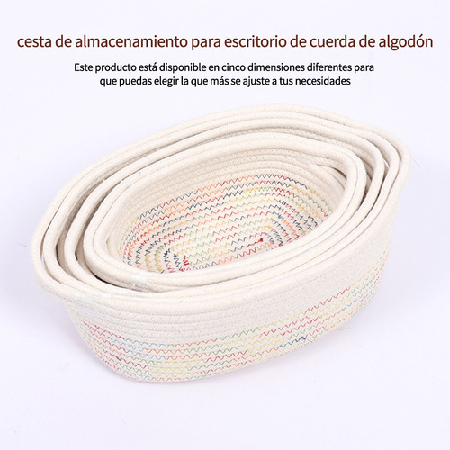 5 Cestas De Almacenamiento Cubo De Cuerda De Algodón Tejido