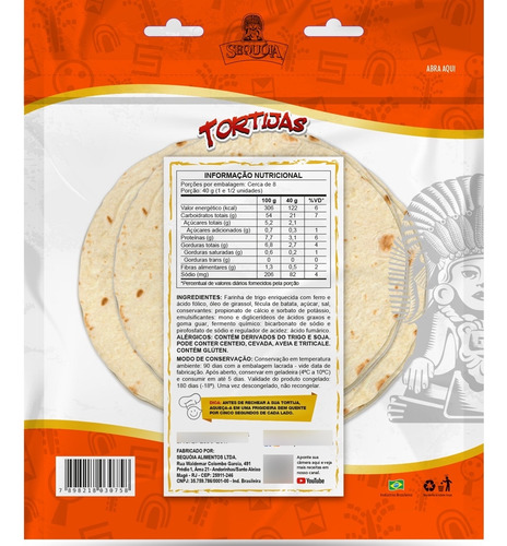Pão Tipo Tortilha De Trigo Com 15cm - 03 Pacotes Com 12 Und