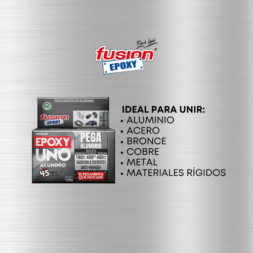 Pegamento Fusion Epoxy Uno Aluminio - Adhesivo Epóxico Profesional Para Uniones En Aluminio, Cobre Y Aleaciones - Resistencia Química, Mecánica Y Térmica - Fácil Aplicación Con Mezcla 1:1