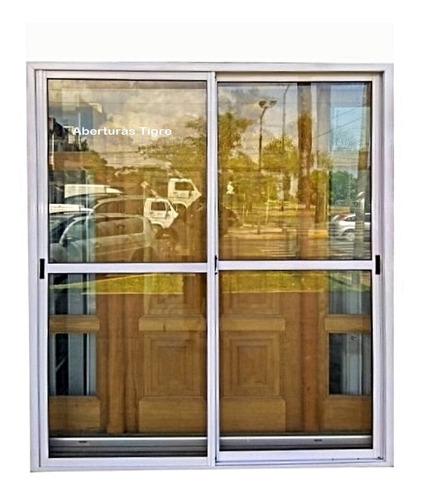 Puerta Ventana Alum Blanco 240x200 Con Puerta Reja De Abrir