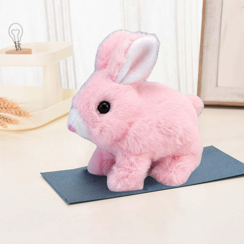 Estatueta Elétrica De Brinquedo De Pelúcia Pulando Rosa