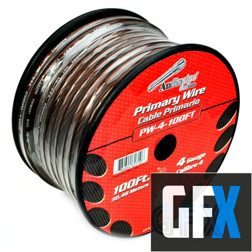 Cable Alimentación Audiopipe 4 Awg Rojo O Negro Gfx