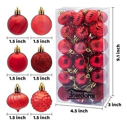 Bolas De Arbol De Navidad -4m X36u./ Rojo