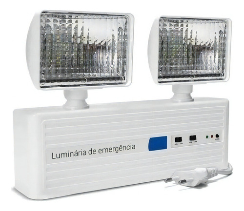 Luminária De Led Bloco De Emergência Articulável 360º Bivolt Cor Branco 110v/220v