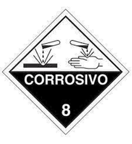 Kit C/ 4 Placas Simbologia Corrosivo 8 30x30 Carga Perigosa