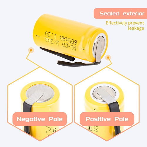 Odstore Aa Ni-cd 1.2v 2/3aa 600mah Rechargeable Battery - 6p