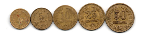 Paraguay Lote Serie 5 Monedas 1 A 50 Centimos Decada '40-'50