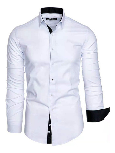 Camisa Social Casual De Manga Larga Delgada For Hombre