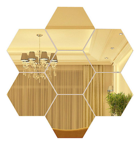 Adhesivo De Pared Con Espejo Dorado Hexagonal De 7.9 X ...