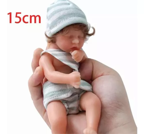 Mini Bebê Reborn Silicone Sólido 9 cm