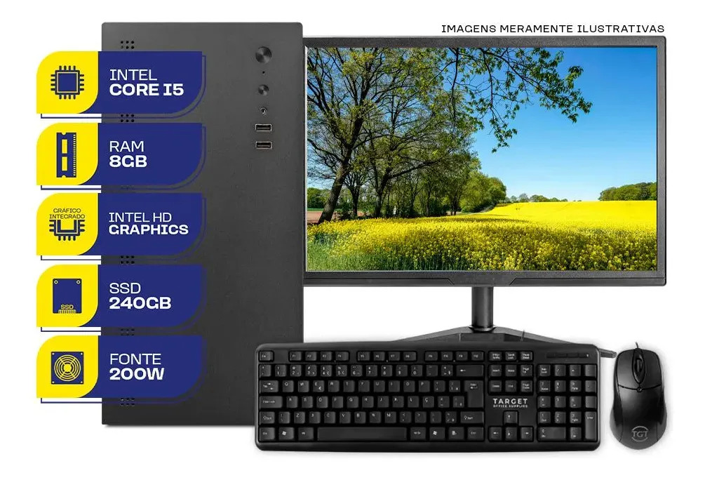 PC Home Completo MCL, Intel Core I5 4ª, 8GB DE RAM, SSD 240GB, Periféricos + Monitor