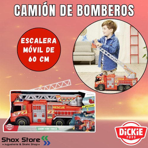Camion Bomberos Gigante Dickie Toys Lanzador Agua Luz Sonido