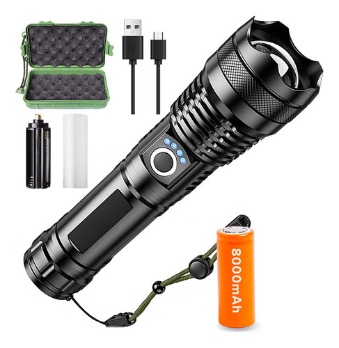 Lámpara Táctica Led 32000lm Usb Recargable 8000mah