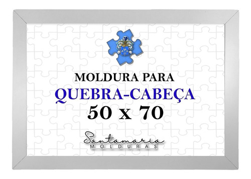 Moldura 50x70 P/ Quebra Cabeça Grow 1000 Peças Puzzle Branco