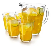 Comprar Juego De Vasos Con Jarra, Set 6 Vasos Y Una Jarra De Vidrio