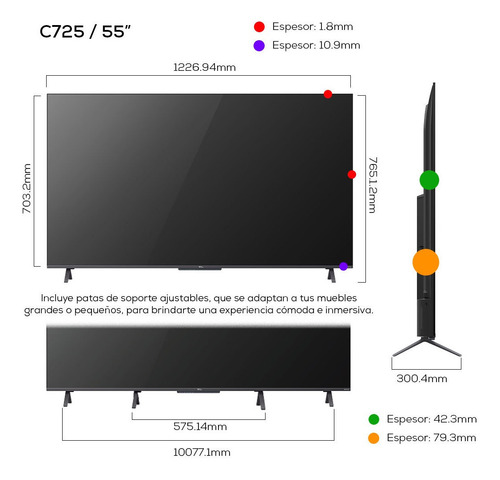 Qled 55 Tcl 55c725 4k Hdr Smart Tv Google Tv