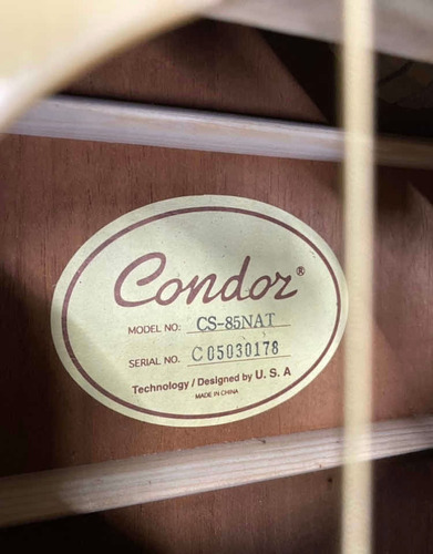 Violao Aço Flat Condor Cs85 Raridade Novo Fabricado 2009
