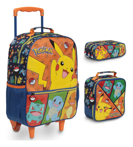 Kit Mochila Infantil Pokémon Rodinhas Passeio Volta As Aulas