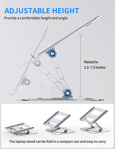 Soporte For Portátil Ajustable Con Base Giratoria De 360°,