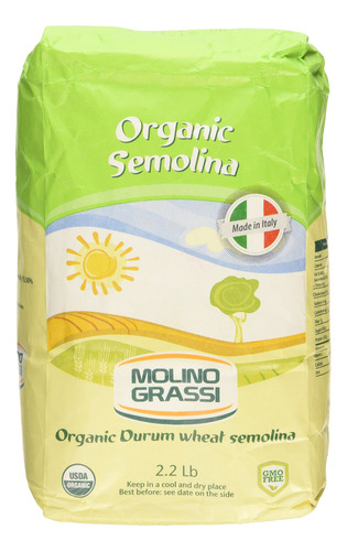 Molino Grassi Harina De Semola De Trigo Duro Organica, 2.2 L