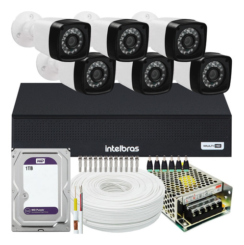 Kit Cftv 6 Cameras Full Hd Dvr Intelbras 1008-c 1t Wd Purple