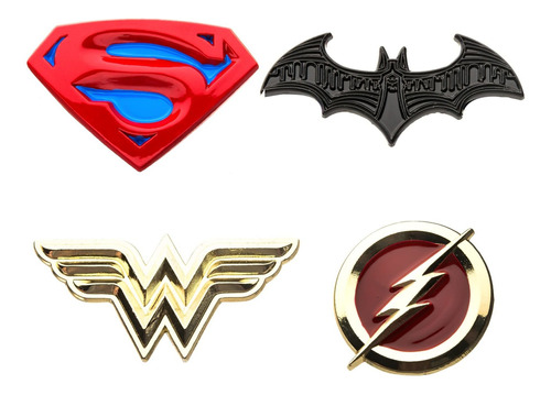 Dc Justice League Logos Esmalte Collector Pin | Juego De 4,.