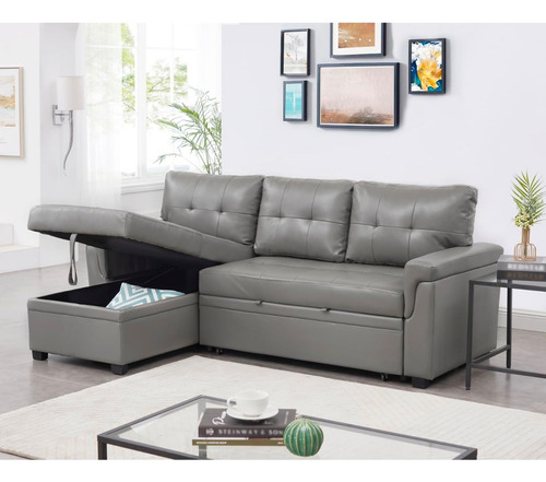 Sofá Modular C/diván De Almacenamiento; Gris; Naomi Home