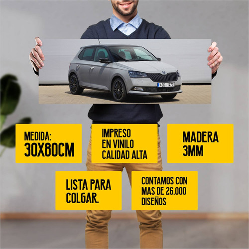 Cuadro 30x80cm Auto 2018 Skoda Fabia Monte Carlo 341