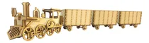 Comprar Tren Locomotora Dulcero Mdf Centro Mesa 3 Vagones