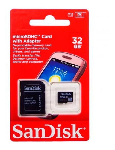 Cartão Memória 32 Gb Classe 4 Sandisk Original C/ Adaptador