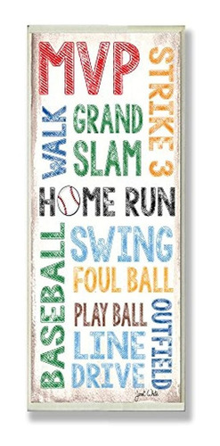 Home Run  Besisbol Placa De Pared - The Kids Room By Stupell