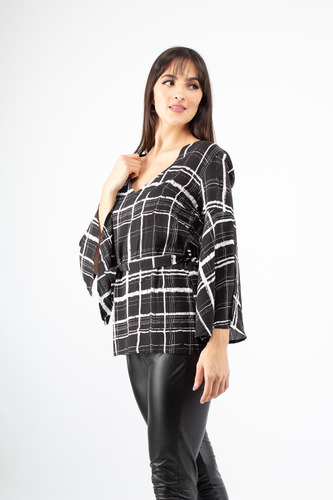 Imagen 3 de 5 de Blusa Cuadros Manga Larga