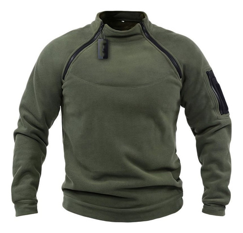 Sudadera Táctica Hombre Chaqueta Cálida Cremallera Lateral