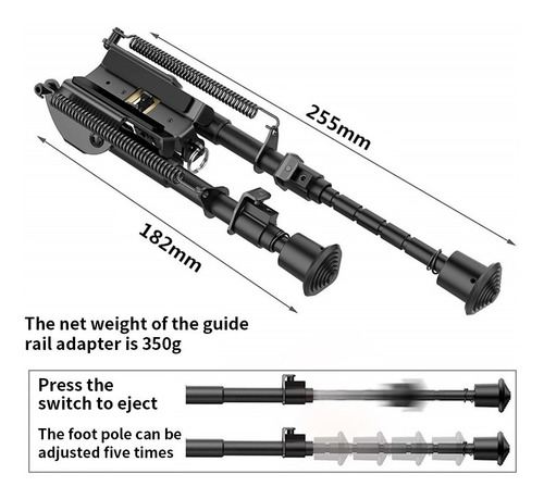 Imagem 2 de 8 de Bi Pe Retratil Universal Carabina-rifle-caça+suporte