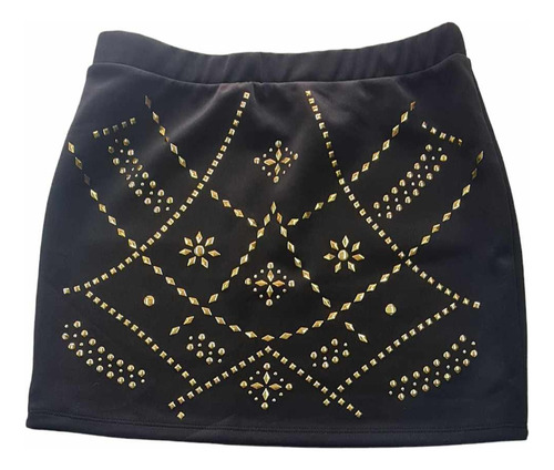 Falda Corta Forever 21 Color Negro/dorado Talla S  