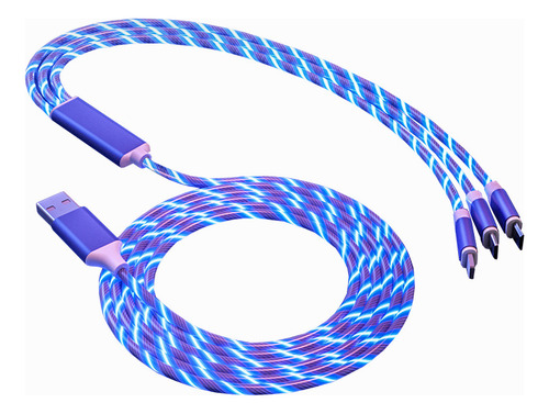 - Cable 3en1 Led Carga Rápida 2a Triple Con Usb/tipo C/micro