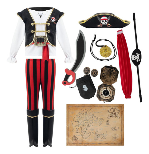 Spooktacular Creations Disfraz De Pirata Rojo De Lujo Para N