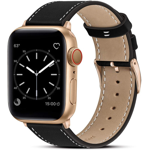 Malla De Cuerina Para Apple Watch 44mm/42mm Black/gold