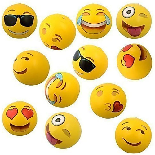 Paquete 12  Pelotas De Playa Inflables Emoji