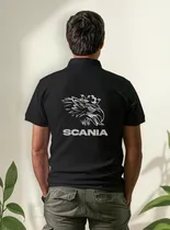 Comprar Remera Polo Chomba Hombre Bordada Scania + Águila Espalda